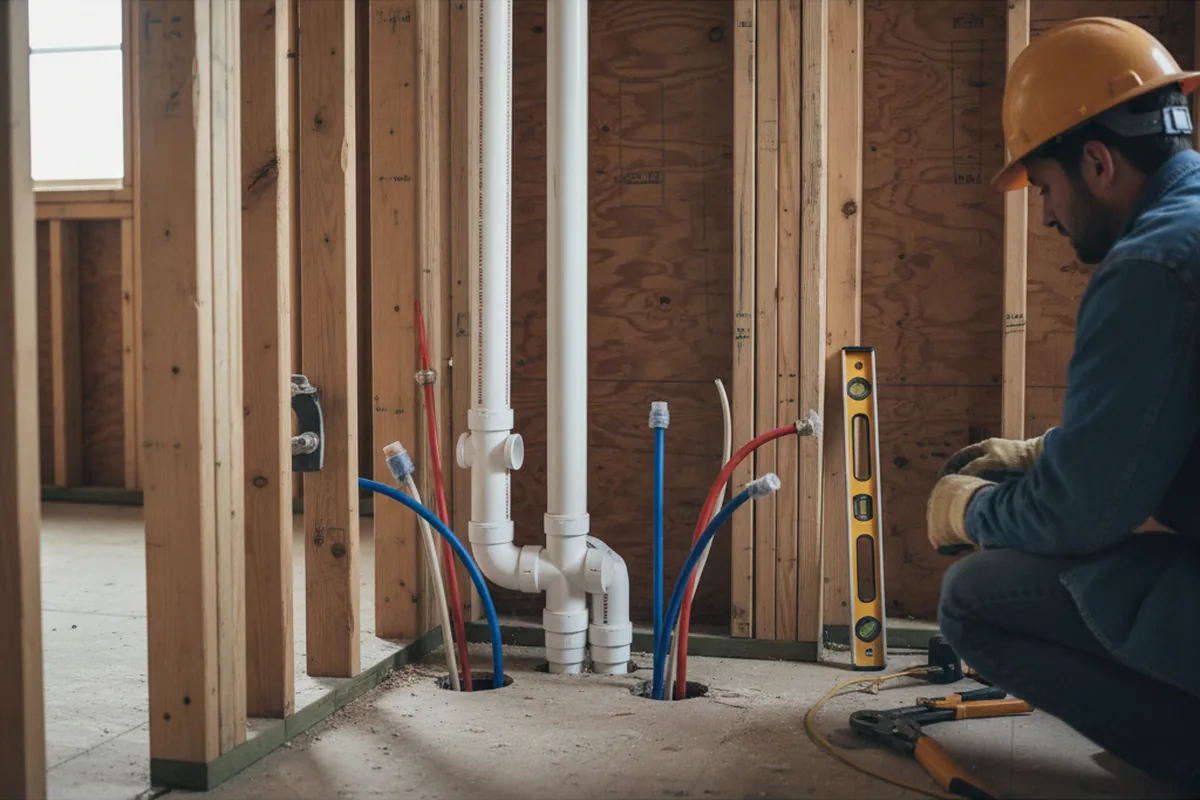 Drain and supply rough-in during Drain Cleaning in Addison