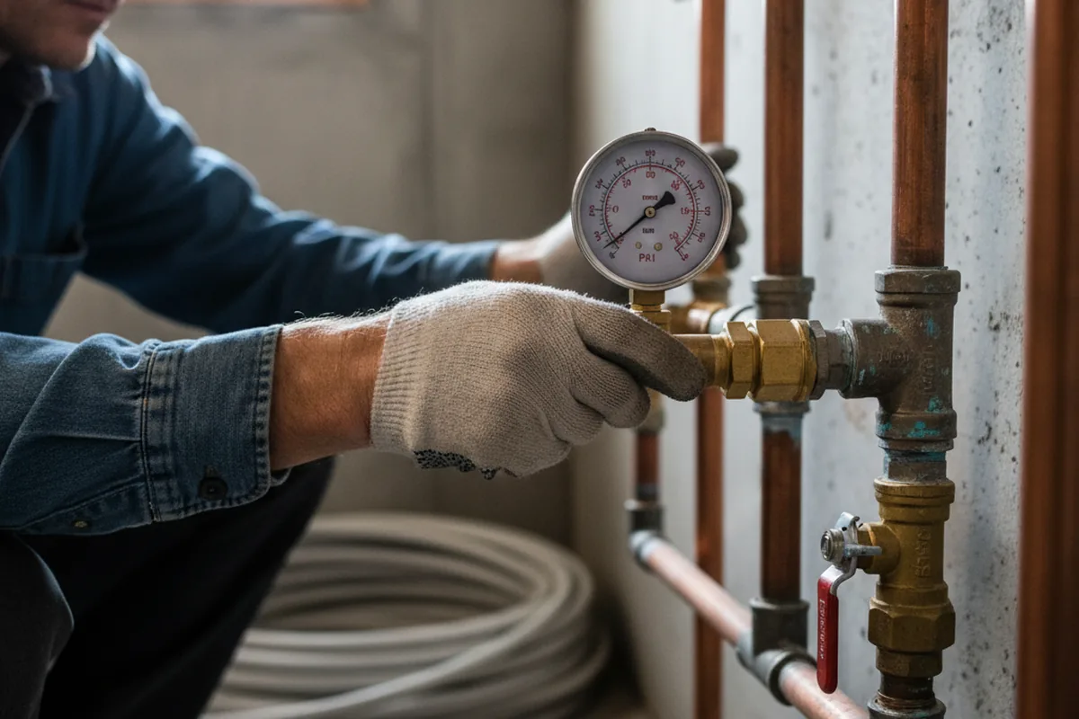 Pressure testing a repaired line during Water Line Repair in Addison
